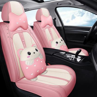 China Cute Cartoon Cartoon Style Waterproof Leather Material Universal Car Seat Cover for sale