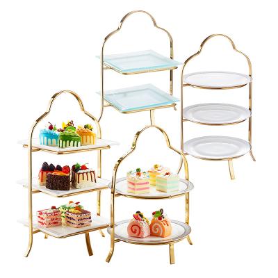 China Desktop Tableware Dessert Gold Tableware Stand Viable Display Stand For Hotel Restaurant for sale