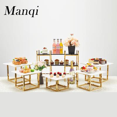 China Dessert Display/Food Display/Cakes Stands High End Commercial Restaurant Buffet Wedding Gold Dessert Risers Cupcake Buffet Display Stand for sale