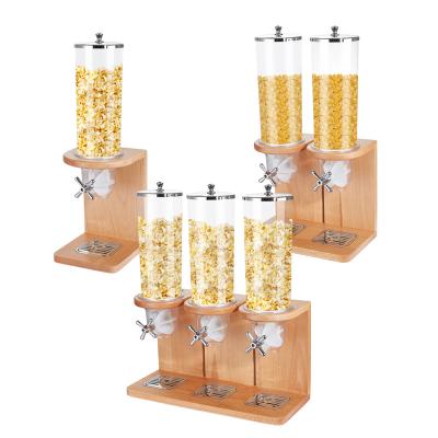 China Buffet Used Buffet Beech Breakfast Cereal Dispenser Free Standing Cereal Storage Dispenser for sale