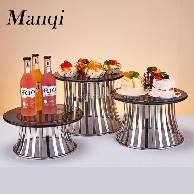 China Modern Luxury Stainless Steel Cake Tools Dessert Display Rack Tea Party Supply Display Stands for sale