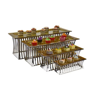 China Manqi modern luxury multi-layer catering buffet riser cake snack dessert display snack buffet stand for sale