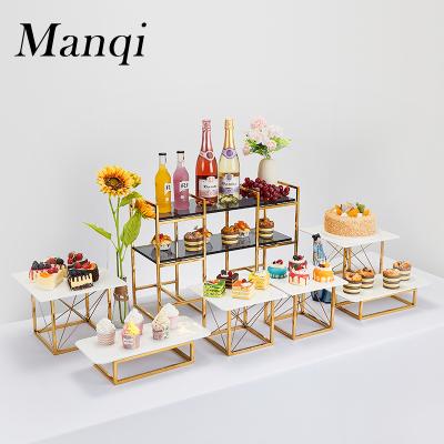 China Dessert Display / Food Display / Cakes Stands Hospitality Industry Square Buffet Riser Set Metal Display Stand Buffet Riser Hotel Catering Solution for sale