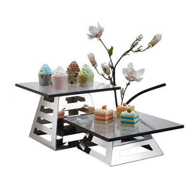 China Simplicity Dessert Glass Stand Wedding Dessert Table Set Buffet Cake Snack Display Stand 1023-1+1023-3 for sale