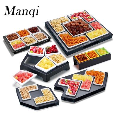 China Minimalist Snacks Shelves Creative Bar Counter Snacks Candy Lattice Plates Tea Snacks Fruit Durable Dishes For Bars And Households for sale