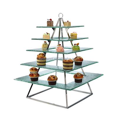 China CLASSIC luxury Eiffel Tower buffet cake dessert stand macaron buffet food display stand with glass top for sale