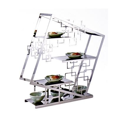 China Luxury Wedding Royal and Luxury Buffet Stainless Steel Cake Dessert Decorating Rack Afternoon Tea Stand for sale