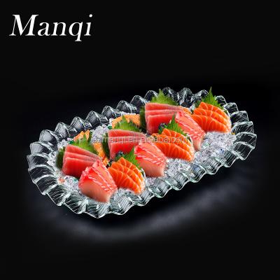 China Sustainable Acrylic Sushi Dry Ice Dish Sashimi Tray Glazed Seafood Platter with Water-Stop Sheet for Seafood Restaurant for sale