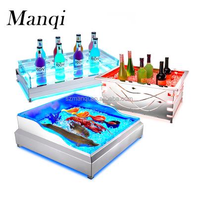 China Vivid Beer Wine Bucket Ice Tank Colorful Led Light Party Drinks Cooler Tray for sale