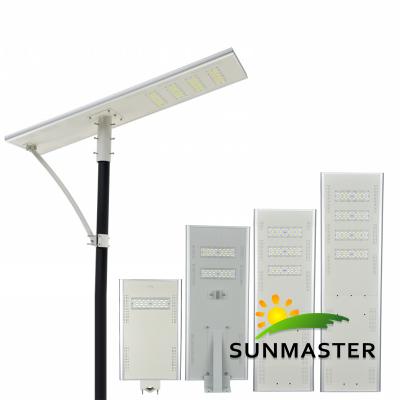 China Garden Sunmaster 200W All In One Solar Road Lifepo4 Lamp Outdoor Best Led Warm White Solar Street Light for sale