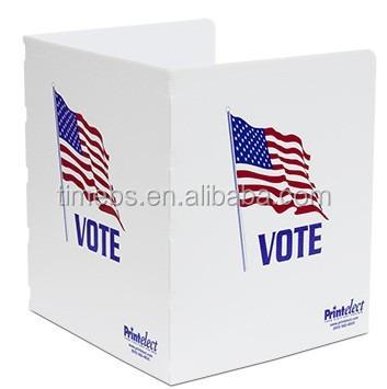 China 2 person recyclable portable corrugated plastic voting table, voting booths for sale