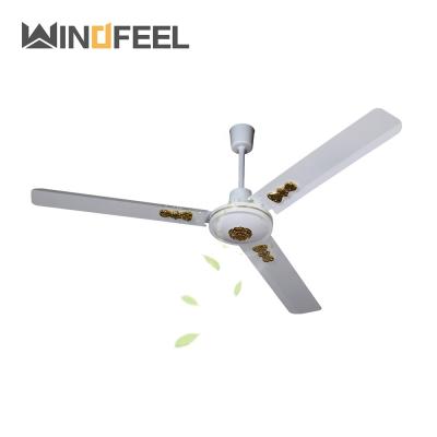 China Hotel 48 inch ceiling fans 56 inch decorative fan with 100% motor 3 copper blade gold decoration for sale