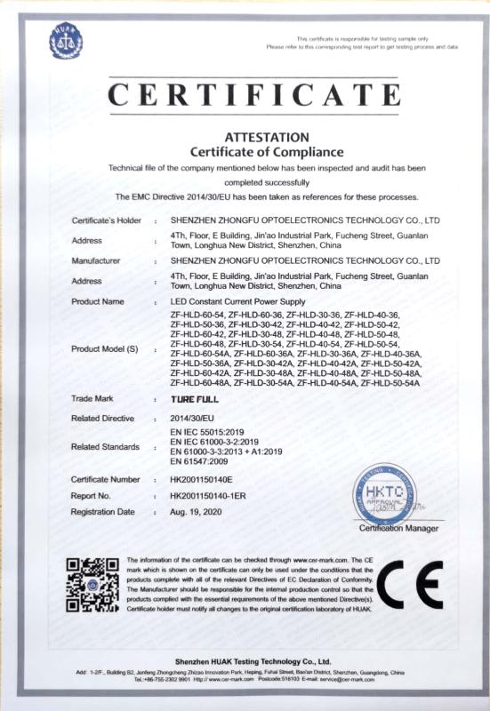 CE - Shenzhen Zhongfu Optoelectronics Technology Ltd.