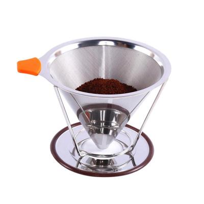 China Building Material Shop 304 Stainless Steel Cone Coffee Filter Drip Filter Double Layer Mesh Coffee Cone Filter Home Kitchen for sale