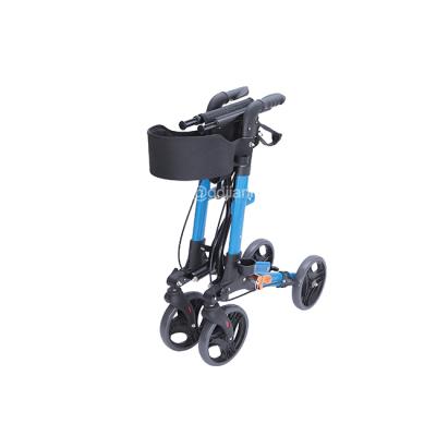 China Health Care Physiotherapy 4 Wheels Economical Aluminum Foldable Trolley Walking Aid Rollator Shopping Walker for sale