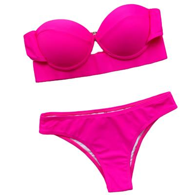 China European and American women's solid color swimwear swimwear suit breathable warm bikini swimwear hard package for sale