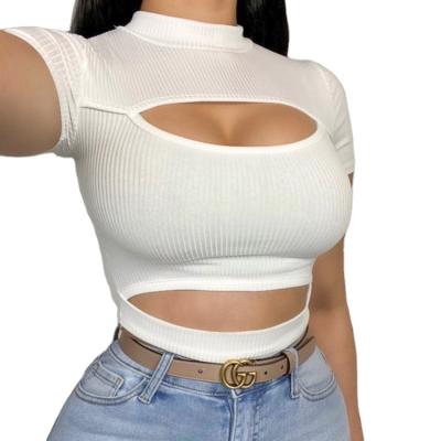 China Hot Selling Simple Solid Color QUICK DRY Hollowed Out Top Casual Women Tops for sale