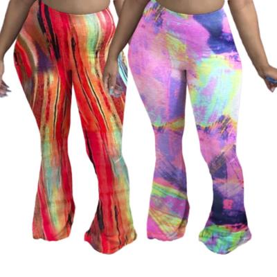 China New autumn fashion QUICK DRY tie-dye casual plus big size pants flare pants for women for sale