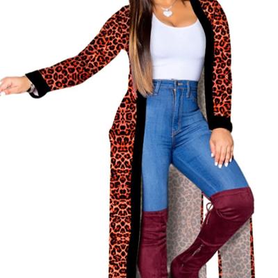 China New European and American Women's Leopard Print Anti-wrinkle Fashion Casual Long Coat for sale