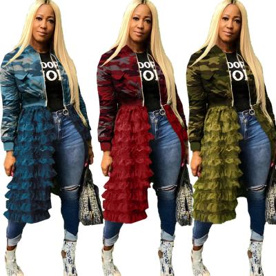 China 2021 Anti-wrinkle Trend Design Camouflage Print Zipper Mesh Jacket Quilting Jacket for sale