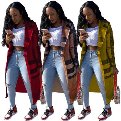 China Anti-wrinkle 2021 stretching European and American women's plaid printing lapel anorak jacket for sale