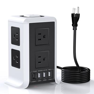 China 13A Fast Power Strip Household Surge Protector Tower Extension Charging Plug With Usb Port And Socket 148*114*182 mm for sale