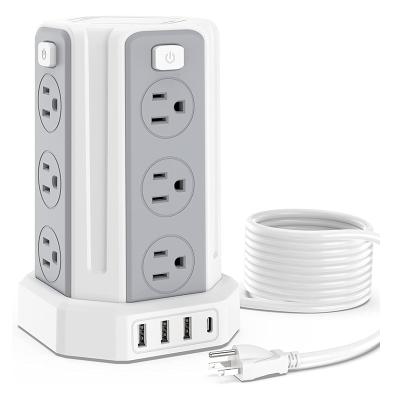 China EU 8 Outlets Surge Protector EU Socket Power Strip USB Smart Socket 11.8*11.8*17.9CM Wholesale Universal Power Strip Socket Power Strip for sale