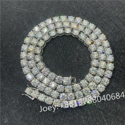 China Hiphop 6.5MM 925 Sterling Silver Gold Plated VVS Moissanite Diamond Choker Chain Tennis Chain for sale