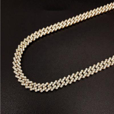 China Hiphop 925 Sterling Silver Cuban Link 7-26 inch 1row vvs of Moissanite Cuban Bracelet and Cuban Necklace for sale