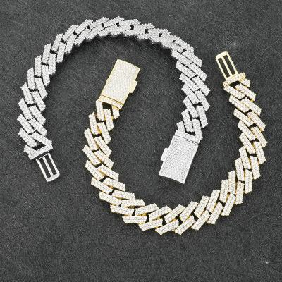 China CLASSIC Iced Out Chain Bracelet VVS Moissanite Diamond Cuban Link Chain Hip Hop Men's Cuban Link Bracelet for sale