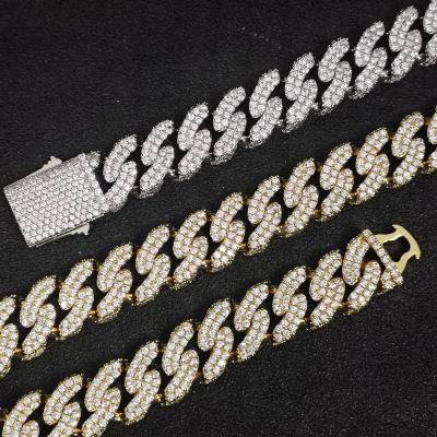 China Hot Selling Non-fading Iced Out Hip Hop Miami Gold Plating Men's Cuban Link Chains Choker Necklace for sale