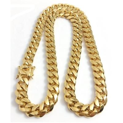 China Hip Hop Pvd 18k Gold Plating Stainless Steel 12mm 14mm Hip Hop Restrictor Miami Cuban Chain Jewelry for sale