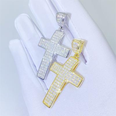 China Hiphop ready to ship cross pendant silver pendant vvs melee silver moissante 925 for sale