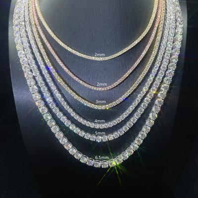 China CLASSIC S925 with moissanite 3mm 4mm 5mm tennis bracelet vvs 6.5mm wide moissanite diamond chain necklace for sale