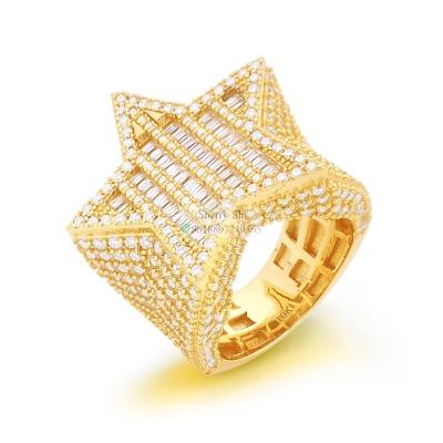 China Hiphop Men Shape Hot Sale Iced Out Diamond Custom Star Shape Moissanite Hip Hop Ring From VVS Lab for sale