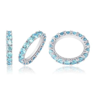 China High Quality Hiphop Eternity Band Ring 4mm Zircon Diamond Hip Hop Blue Pink Ring for sale