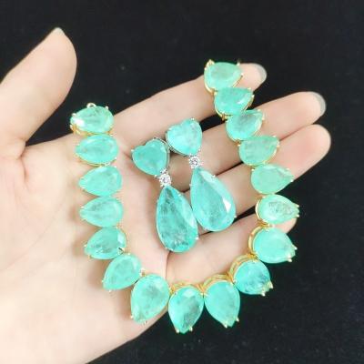 China FASHIONABLE paraiba teardrop atacado joias jewelry women fusion necklace green stone choker necklace for sale