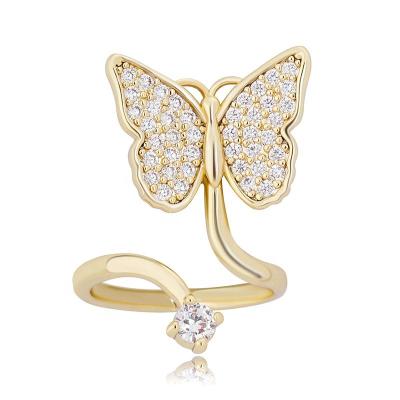 China Latest Fashionable Women Jewelry Design Cocktail Rings Resizable Open Butterfly Finger Nail Rings for sale