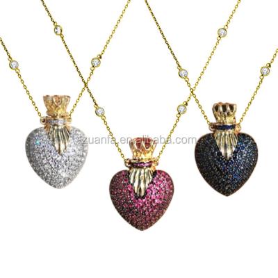 China FASHIONABLE Women Fashion Necklace Jewelry Shiny CZ Pendant Micro Pave Perfume Bottle for sale