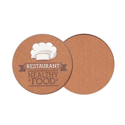 China Sustainable Custom Wooden Coaster Placemat for Plates Full Color Printing Cork Kitchen Heat Table Placemat for sale