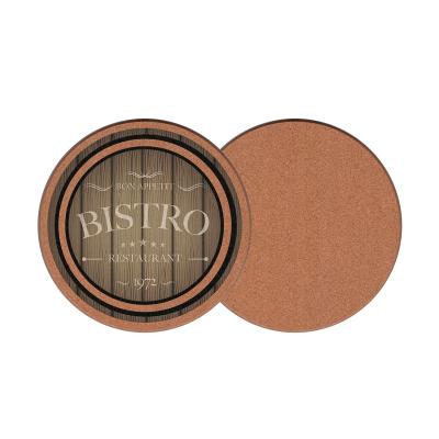 China Sustainable Custom Logo Wood Placemats Cork Wooden Coaster Natural Insulation Pads with Full Color Printing for sale