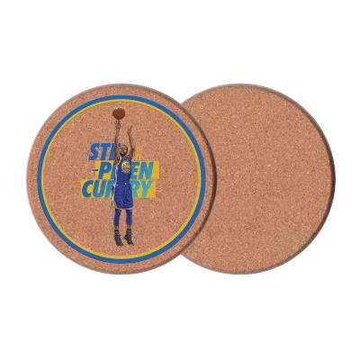 China Sustainable Mug Rug Coaster Cartoon Custom Logo Wooden Coffee Coaster Placemat Cold Drink Coaster Set for sale