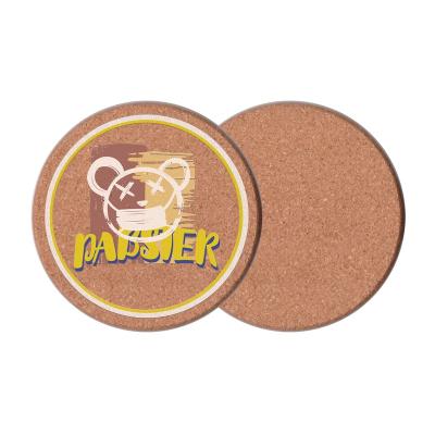 China Sustainable Eco Friendly Custom Beer Wooden Coaster Cork Drink Cup Mat with Full Color Printing for sale