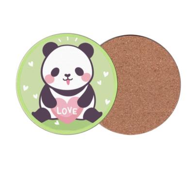 China Sustainable Round Wood Craft Printable MDF With Cork Cup Mat Color Printing Free Sample for sale