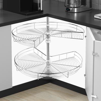 China 270 Multifunctional Lazy Circle Magic Corner Susans Rotating Kitchen Corner Cabinet Basket for sale