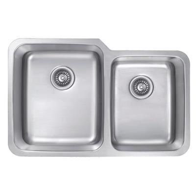 China Without Faucet Custom Design Stainless Steel Double Bowl Kitchen Sink With Drainer for sale