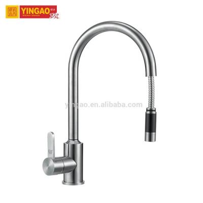 China Thermostatic Faucets Brass Polished Single Handle Pull Down Faucets Brushed Kitchen Single Hole Faucet for sale