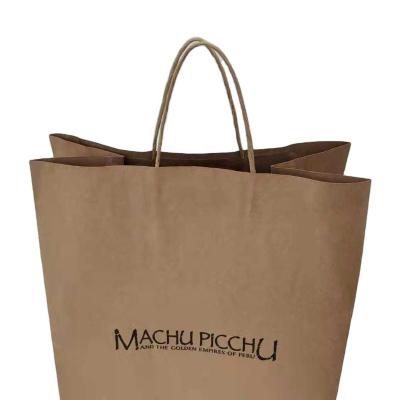 China Biodegradable Big Size Twisted Brown Handle Bag 125gsm Tote Paper Bag for sale