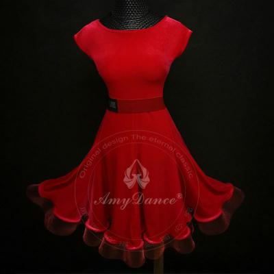 China Professional Import Competition Latin Dance Dress Girls Eco - Friendly Velvet Big Edge Custom Made for sale