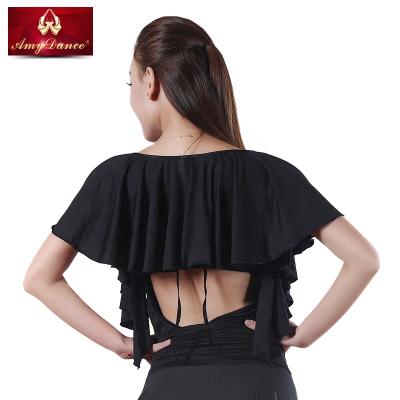 China Eco-Friendly Bra Inside Cap Shorts Sleeves Backless Slim Fit Ballroom Dance Tops Summer for sale